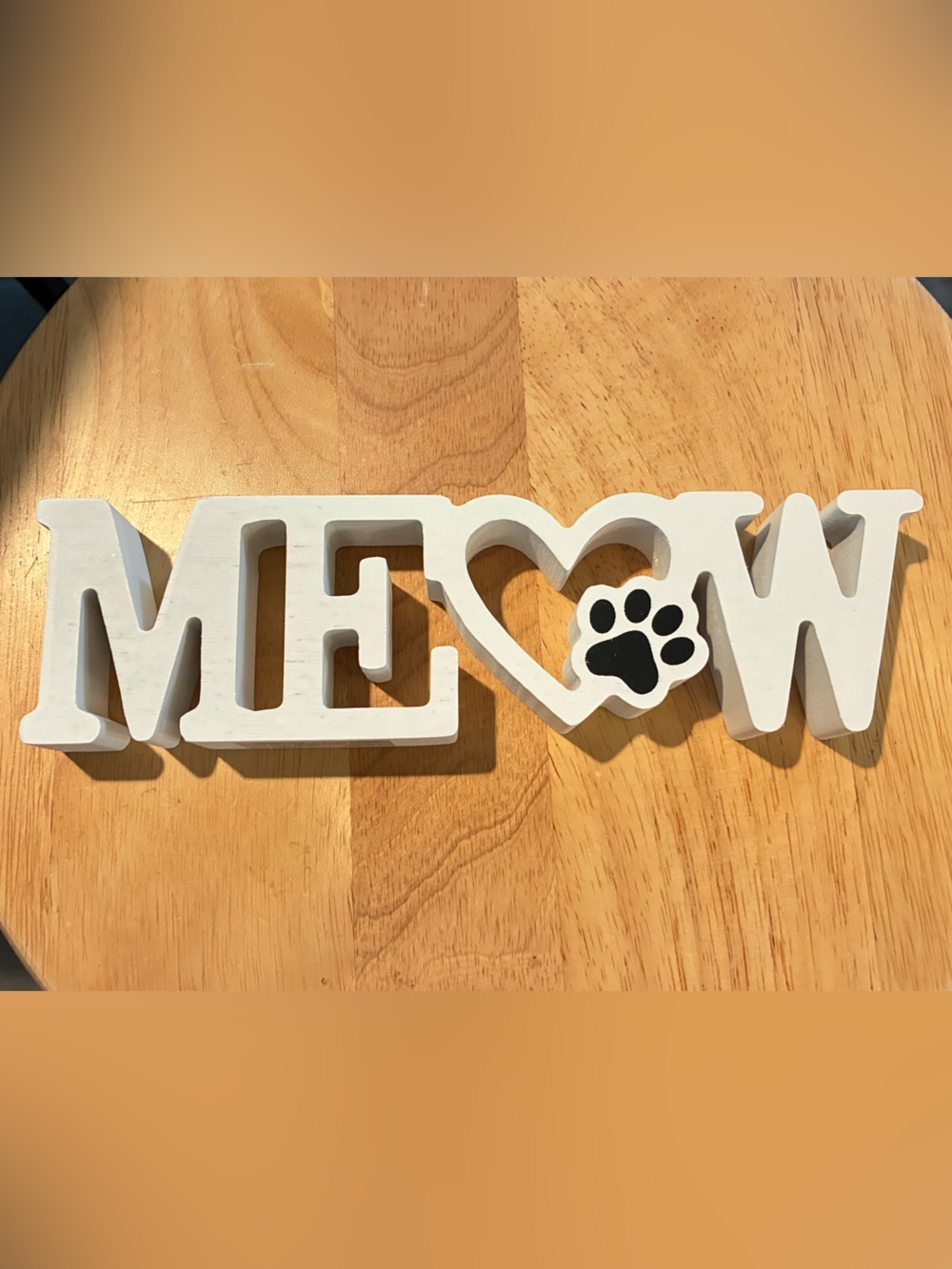 Hobby Lobby White MEOW Sign with Black Paw Accent